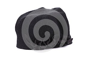 Women black knit hat.