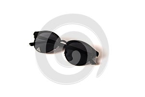 Women black round sunglasses isolated on white