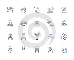 Women business outline icons collection. Female, Entrepreneurs, Moguls, Executives, Professionals, Managers, Leaders