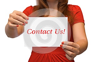 Women with card Contact Us