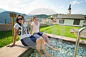 Women in Castelrotto kneipp pool