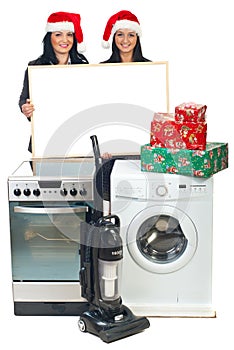 Women with Christmas offer at household appliances