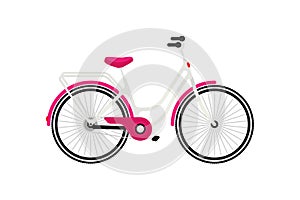 Women City Bicycle in vintage style. Environmentally friendly transport for outdoor activities. Flat illustration EPS10