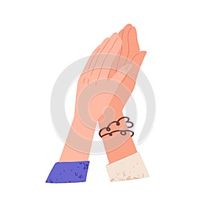 Women clapping hands giving high five, gesturing hi. Concept of support, success and achievement. Friends' arms up for