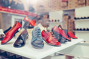 Women Classic Leather Shoes of different models and colors in a store