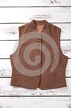 Women classic style brown vest.