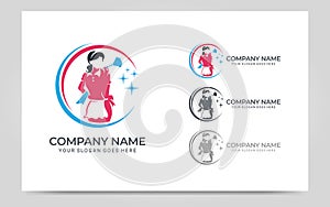 Women cleaning services logo. Modern editable logo. Vector graphic illustration