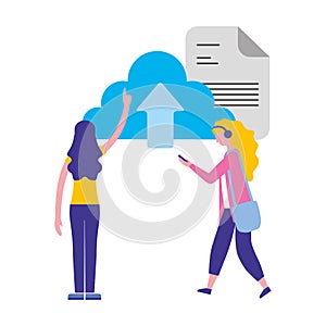 Women cloud computing data upload document