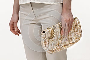 Women clutch embroud with sparkles and cristall photo