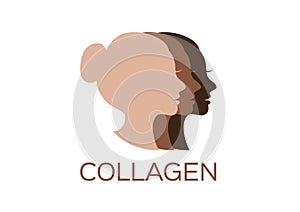 Women collagen logo , vector , icon . skin color second version