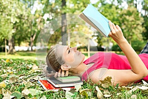 Women concentrate on reading photo