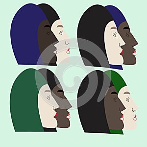 Women with covered heads vector