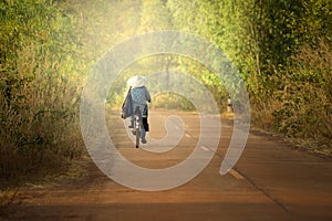 Women cycling on the road