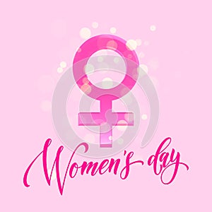 Women Day Venus sign greeting card flower background