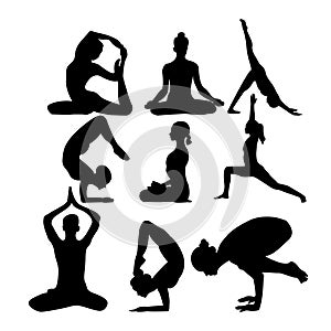 Women dest yoga poses vector art