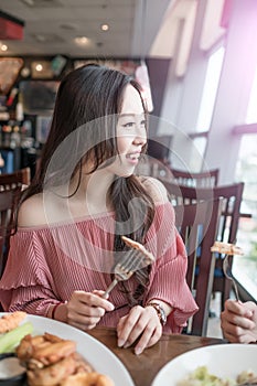 Women dine in restaurant