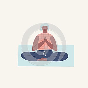Women doing yoga breathing exercise illustration in vector. Healthy lifestyle theme