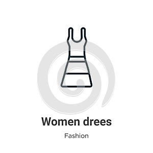 Women drees outline vector icon. Thin line black women drees icon, flat vector simple element illustration from editable fashion
