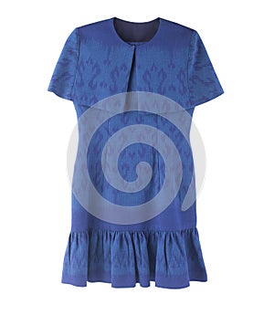 women dress with Thai fabric indigo dye style isolated