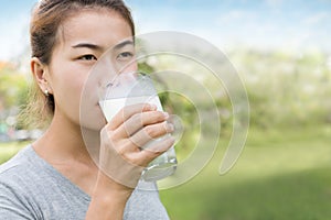 Women drinking milk healthy lifestyle