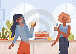 Women eating cake