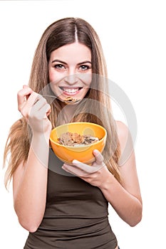 Women eating cereals