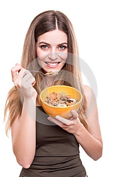 Women eating cereals