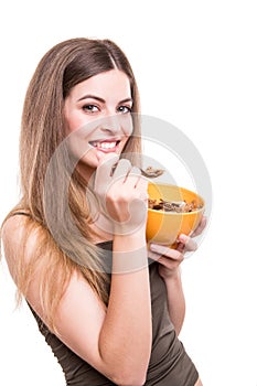 Women eating cereals