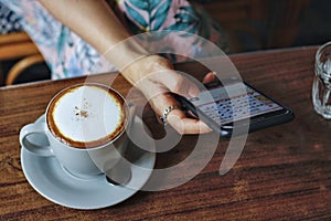 Women eating cupcakes coffee in breakfast food