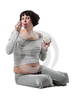 Women eating healthy lifestyle yogurt food