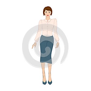 Women in elegant office clothes flat icon