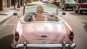 Women Embracing Retro Glamour on a Classic Car Ride. Generative AI