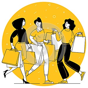 women enjoing with shopping