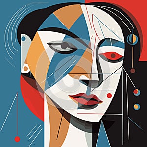 Women face in the style of Picasso. Cubism woman. Vector illustration