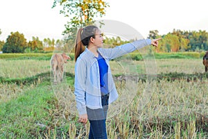 Women farmer in the field rice