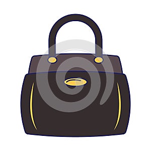 Women fashion bag accesorie cartoon isolated blue lines