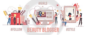 Women Fashion Beauty Blog and Vlog Content Set photo