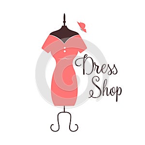 Women fashion logo design template. Dress emblem