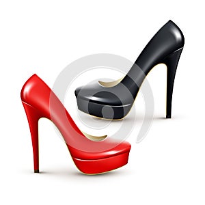 Women fashion shoes. Vector detailed realistic illustration