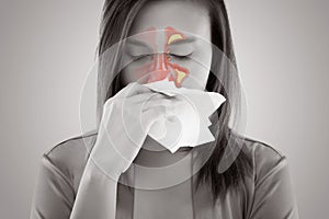 Women Feeling Unwell And Sinus