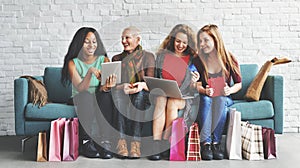 Women Femininity Shopping Online Happiness Concept
