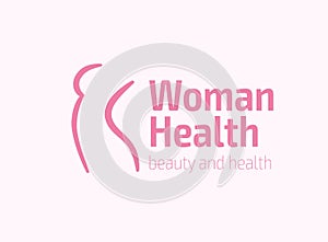 Women fitness logo icon. Sports, health, spa, yoga, beauty vector logo. Woman silhouette logo. Diet logo. Spa salon logo