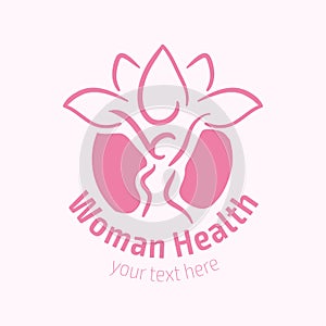 Women fitness logo icon. Sports, health, spa, yoga, beauty vector logo. Woman silhouette logo. Diet logo. Spa salon logo