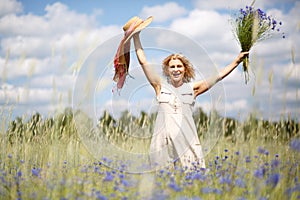 Women in flower field