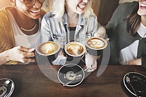 Women Friends Enjoyment Coffee Times Concept photo