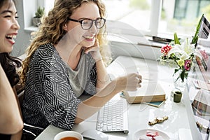 Women Friends Talking Fashion Shopping Concept