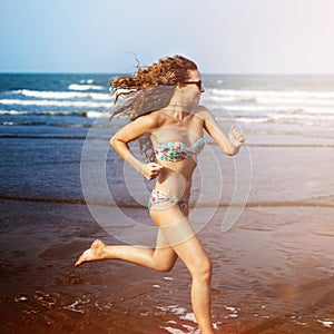 Women Friendship Playing Volleyball Beach Summer Concept