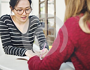 Women Friendship Teaching Studying Togetherness Concept