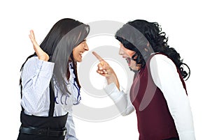 Women in funny confrontation