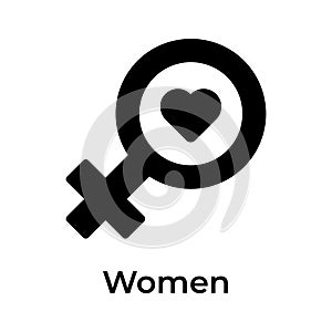 Women gender symbol with heart showing lovely women vector, mothers day icon